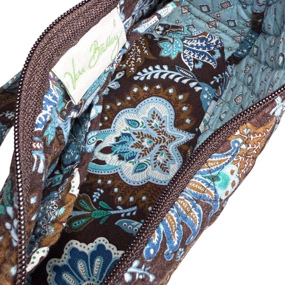Vera Bradley Maggie Quilted Vintage Shoulder Bag Purse Java Blue Print - Picture 6 of 6